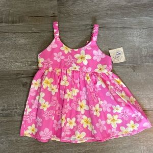 Ky's Plumeria Dream Pink Cotton Girl's Hawaiian Dress